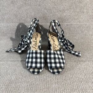 Sam Edelman Odele Black & White Gingham Plaid Strappy Heel Sandals Size 7